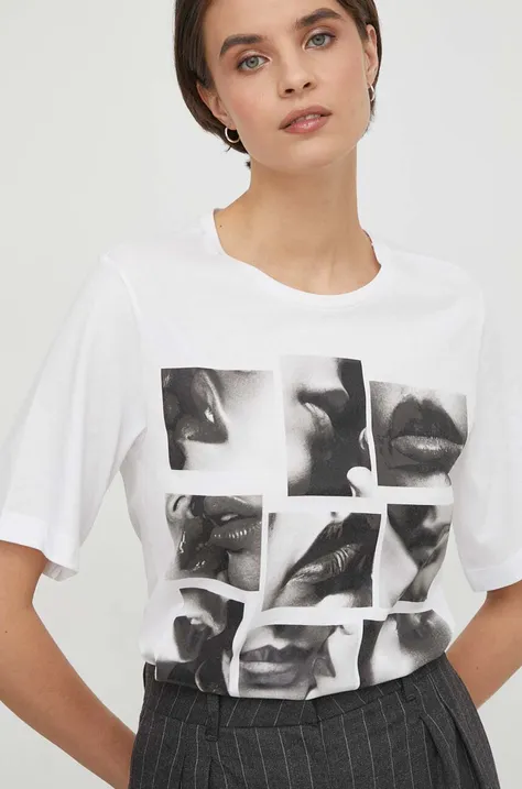 Бавовняна футболка Sisley жіночий колір білий