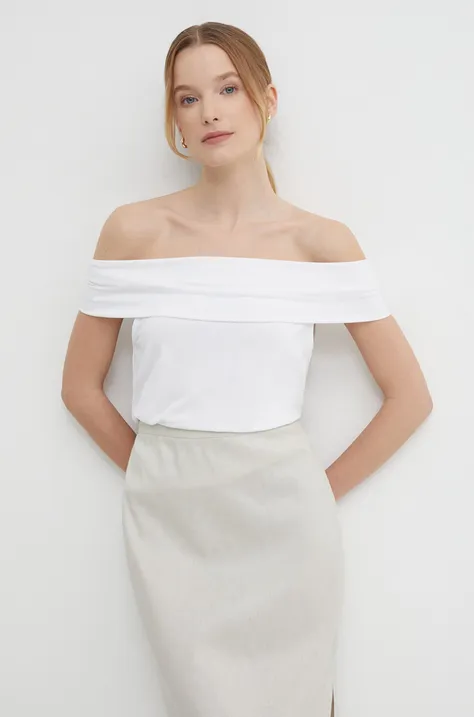 Top Sisley za žene, boja: bijela, s otvorenim ramenima