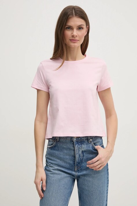 Sisley tricou din bumbac femei, culoarea roz