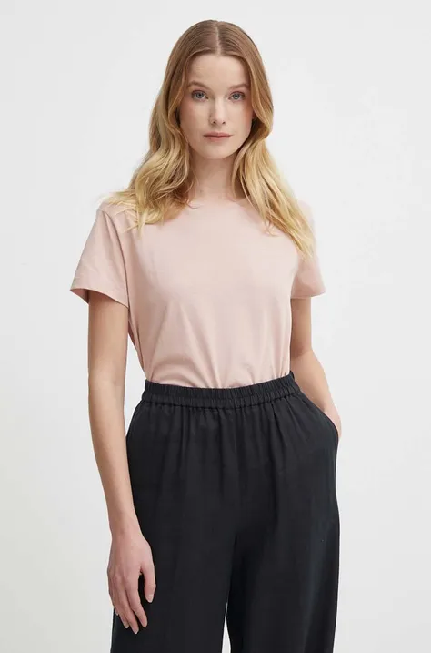Βαμβακερό μπλουζάκι Sisley γυναικεία, χρώμα: ροζ