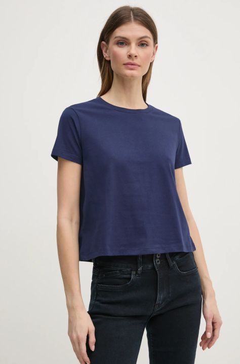 Sisley tricou din bumbac femei, culoarea albastru marin