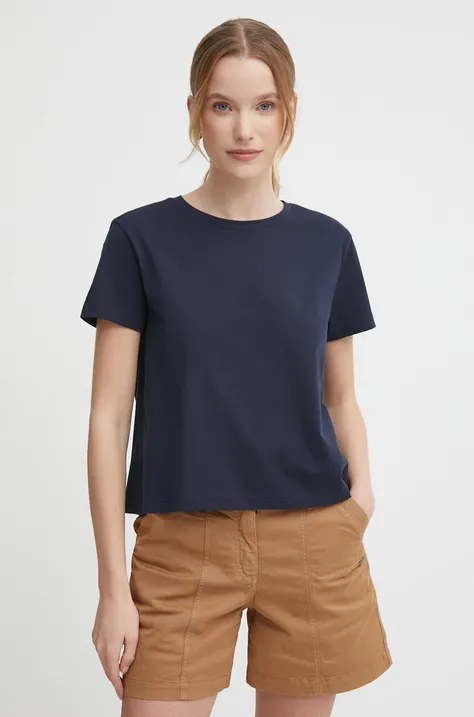Bombažna kratka majica Sisley ženski, mornarsko modra barva