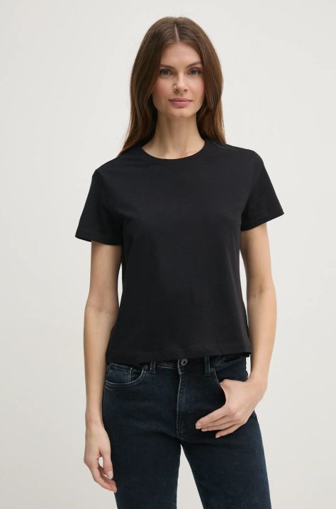 Sisley tricou din bumbac femei, culoarea negru