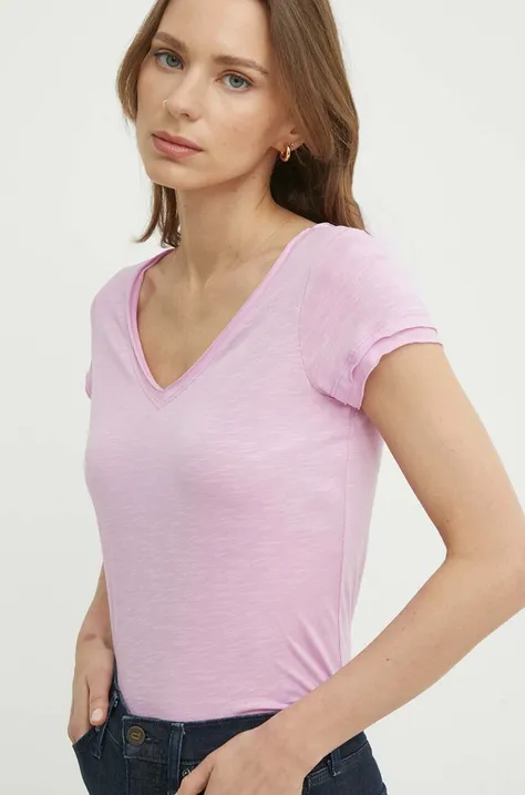 Sisley t-shirt damski kolor różowy