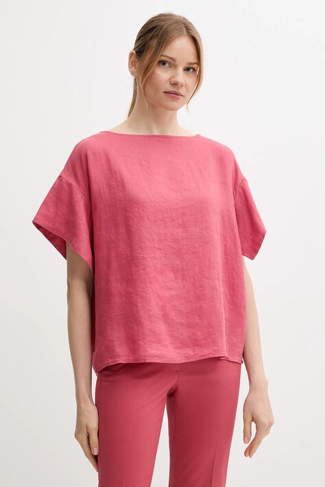 Λευκή μπλούζα Sisley χρώμα: μπεζ, 5BMLLQ06R