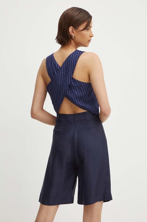 Ленен топ Sisley в тъмносиньо