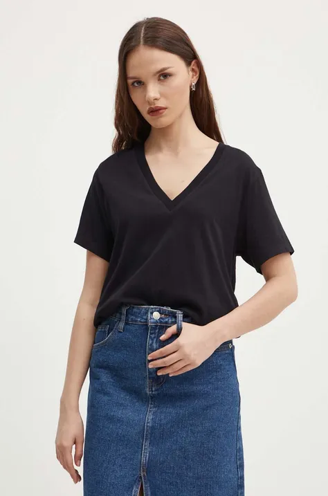 Бавовняна футболка Sisley жіночий колір чорний