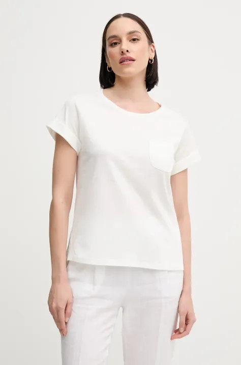 Sisley t-shirt bawełniany damski kolor biały
