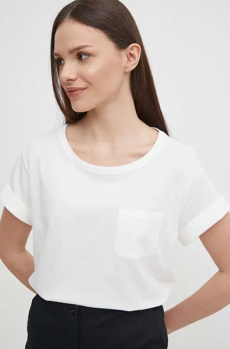 Bavlněné tričko Sisley béžová barva