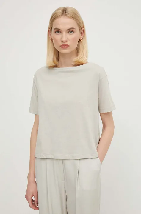 Βαμβακερό μπλουζάκι Sisley γυναικεία, χρώμα: γκρι