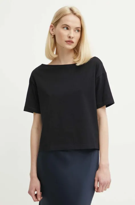 Bavlnené tričko Sisley dámsky, čierna farba
