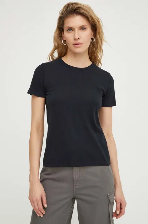 Bombažna kratka majica American Vintage ženski, črna barva