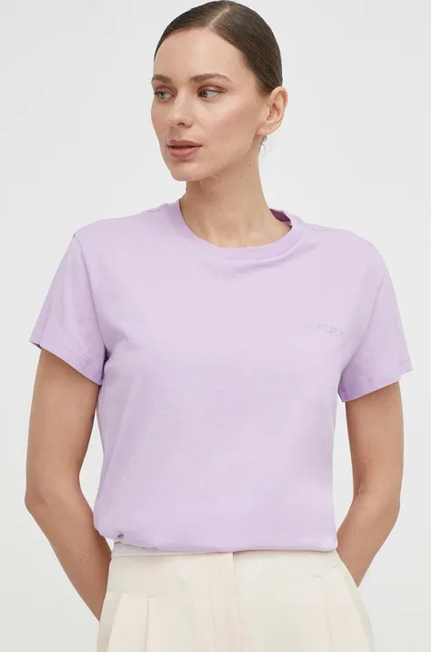 Βαμβακερό μπλουζάκι Patrizia Pepe γυναικεία, χρώμα: μοβ