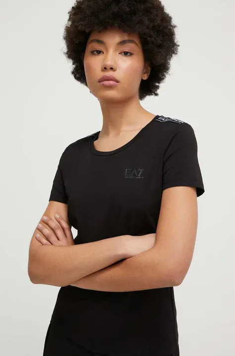 Kratka majica EA7 Emporio Armani ženski, črna barva