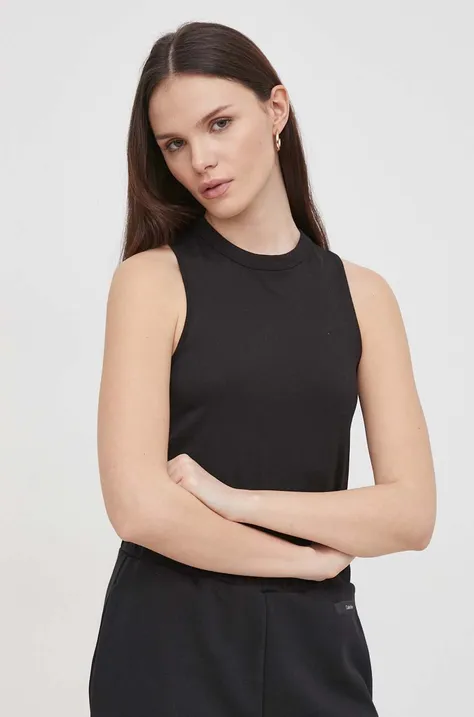 Calvin Klein top bawełniany kolor czarny