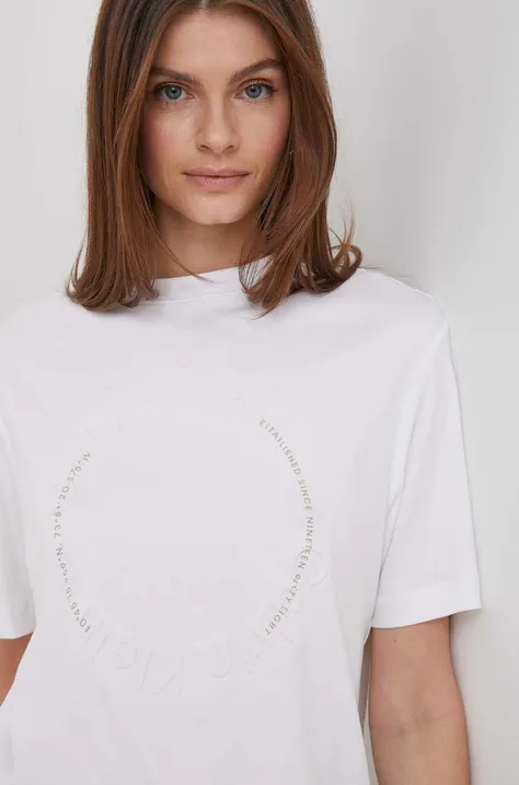 Βαμβακερό μπλουζάκι Calvin Klein γυναικεία, χρώμα: άσπρο