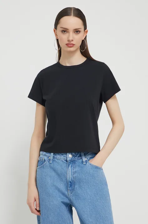 Βαμβακερό μπλουζάκι Abercrombie & Fitch γυναικεία, χρώμα: μαύρο