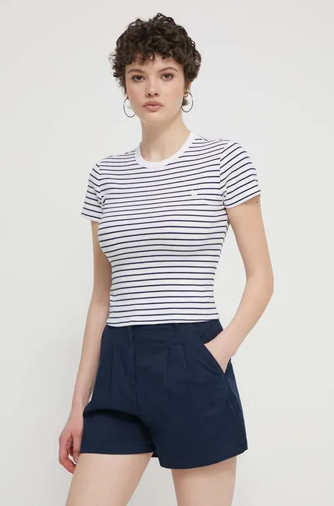 Kratka majica Abercrombie & Fitch ženski, mornarsko modra barva