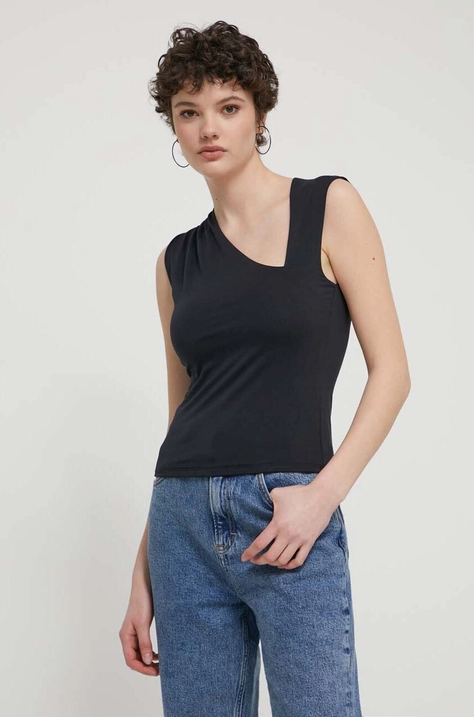 Abercrombie & Fitch top femei, culoarea negru