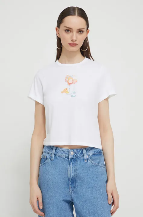 Βαμβακερό μπλουζάκι Abercrombie & Fitch γυναικεία, χρώμα: άσπρο