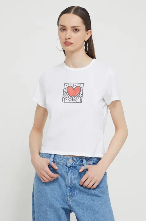 Βαμβακερό μπλουζάκι Abercrombie & Fitch γυναικεία, χρώμα: άσπρο