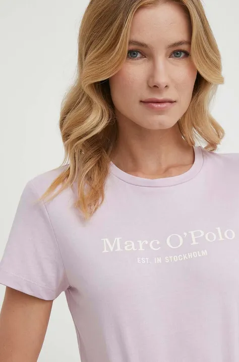 Βαμβακερό μπλουζάκι Marc O'Polo γυναικεία, χρώμα: ροζ