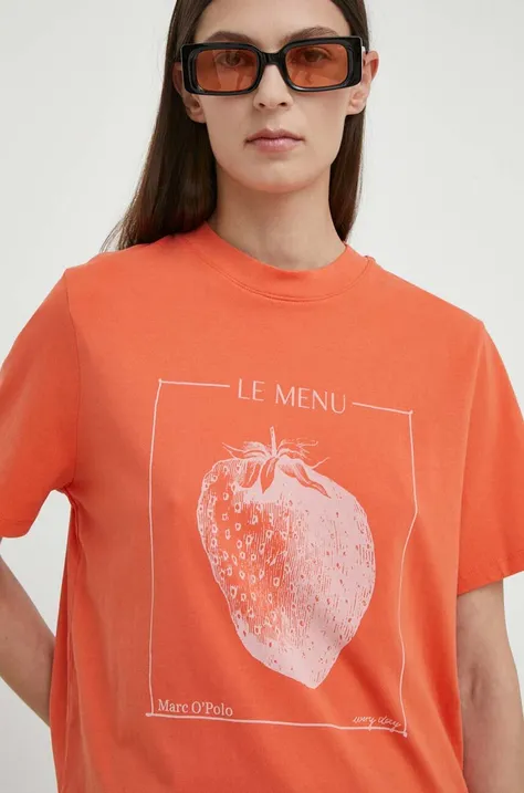 Βαμβακερό μπλουζάκι Marc O'Polo γυναικεία, χρώμα: πορτοκαλί 403222951373