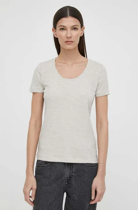 Βαμβακερό μπλουζάκι Marc O'Polo γυναικεία, χρώμα: μπεζ 403226151057