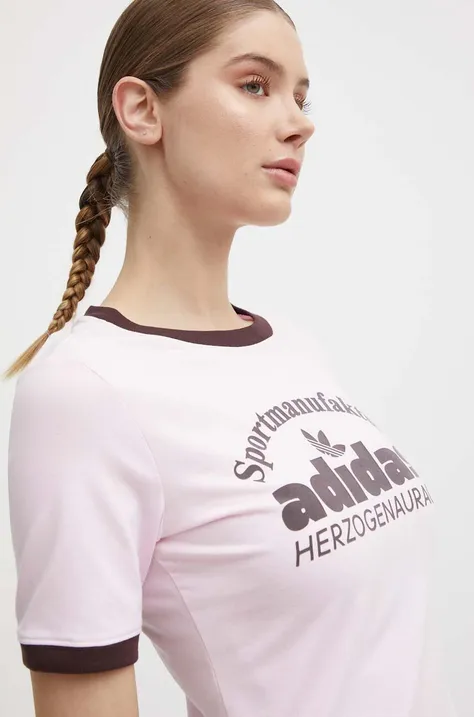 Kratka majica adidas Originals ženska, roza barva, IR6087