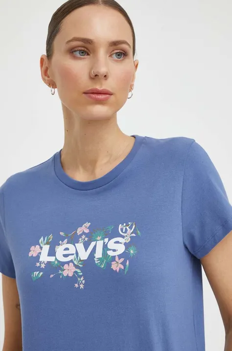Памучна тениска Levi's в синьо