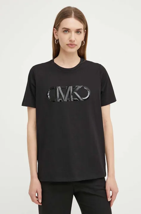 Βαμβακερό μπλουζάκι MICHAEL Michael Kors γυναικεία, χρώμα: μαύρο