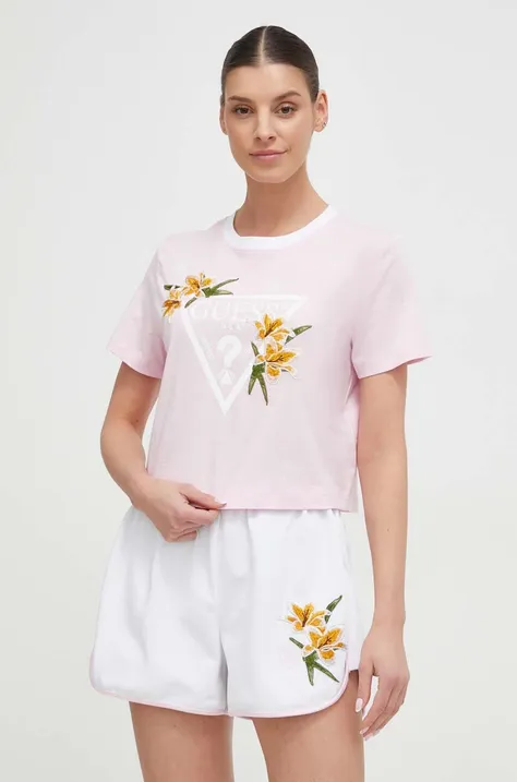 Guess t-shirt ZOEY női, rózsaszín, V4GI02 K46D1