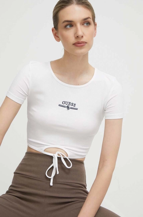 Guess tricou femei, culoarea alb