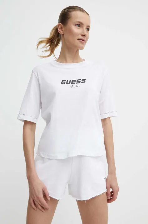 Βαμβακερό μπλουζάκι Guess NATALIA γυναικείο, χρώμα: άσπρο, V4GI11 JA914