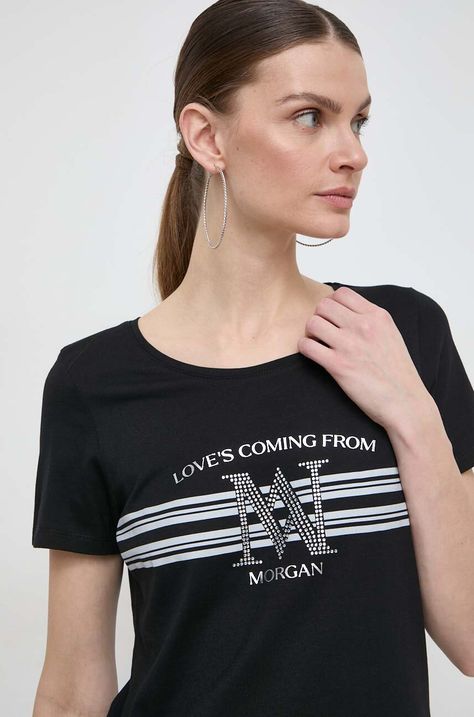 Μπλουζάκι Morgan DONNA χρώμα: μαύρο DONNA