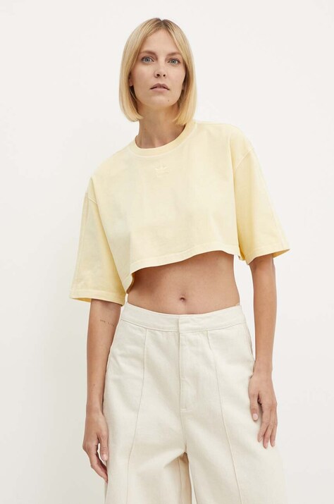 adidas Originals tricou din bumbac femei, culoarea galben, IR6000
