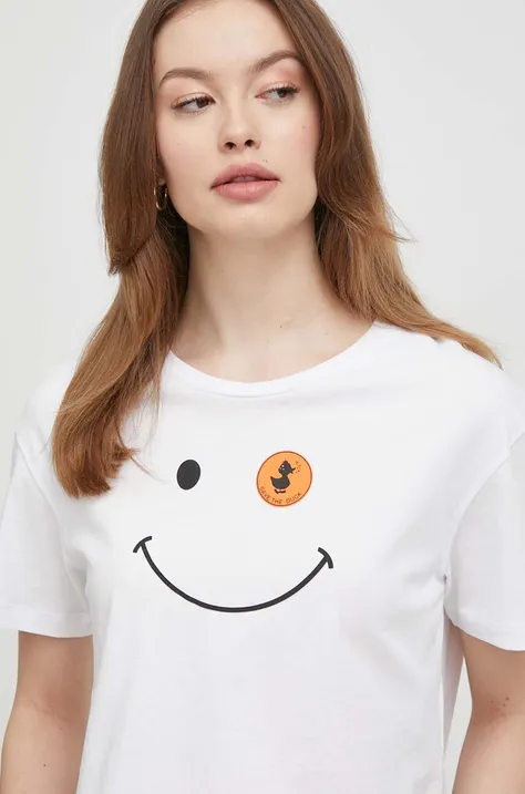 Βαμβακερό μπλουζάκι Save The Duck γυναικεία, χρώμα: άσπρο