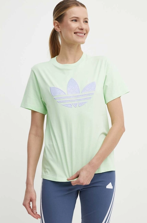 Bavlněné tričko adidas Originals zelená barva, IU2374