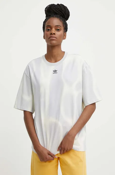Хлопковая футболка adidas Originals женская цвет серый IU2481