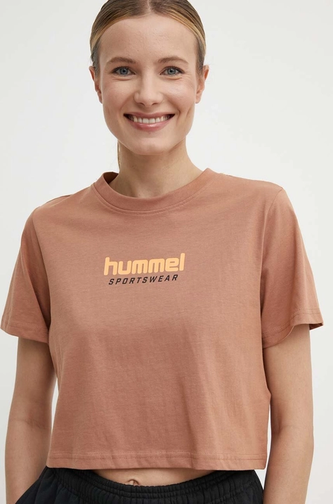 Бавовняна футболка Hummel жіночий колір коричневий