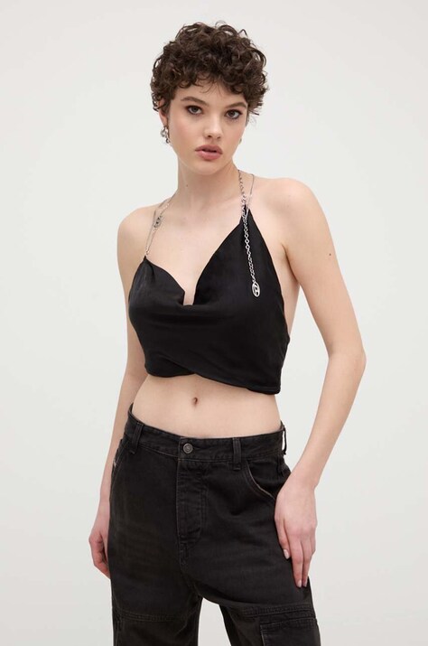 Diesel top femei, culoarea negru, cu spate descoperit A12872.0JNAC