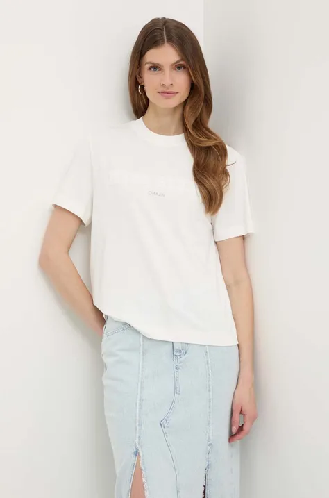 Miss Sixty tricou din amestec de mătase SJ3710 S/S T-SHIRT culoarea alb, 6L1SJ3710000
