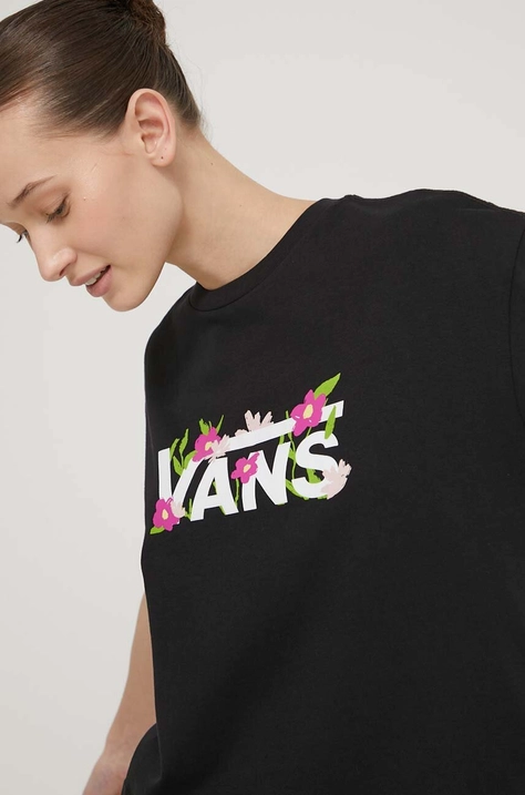 Vans t-shirt bawełniany damski kolor czarny