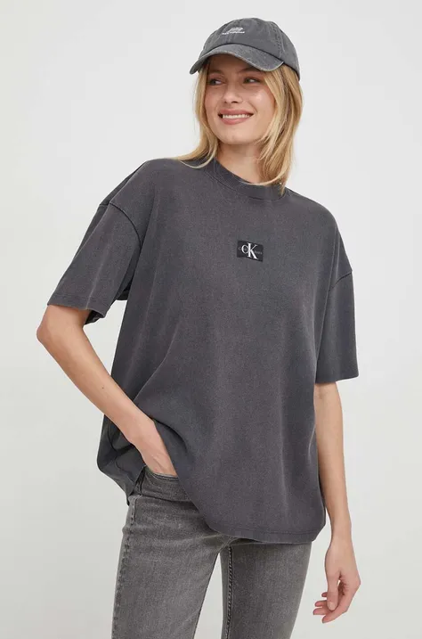 Tričko Calvin Klein Jeans dámsky, šedá farba