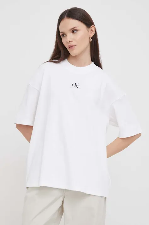 Calvin Klein Jeans t-shirt damski kolor beżowy