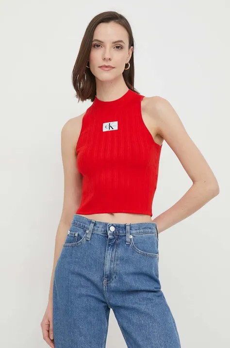 Calvin Klein Jeans top femei, culoarea roșu J20J223151