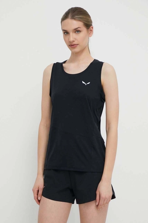 Sportovní top Salewa PUEZ SPORTY DRY dámský, černá barva, 00-0000028634