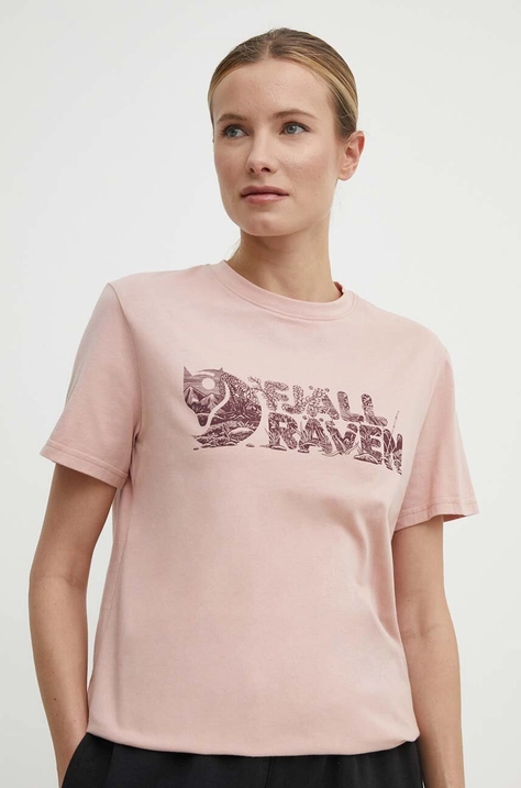 Tričko Fjallraven Lush Logo T-shirt dámske, ružová farba, F14600165