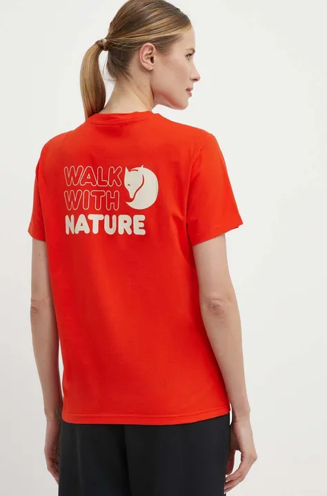 Kratka majica Fjallraven Walk With Nature ženska, oranžna barva, F14600171