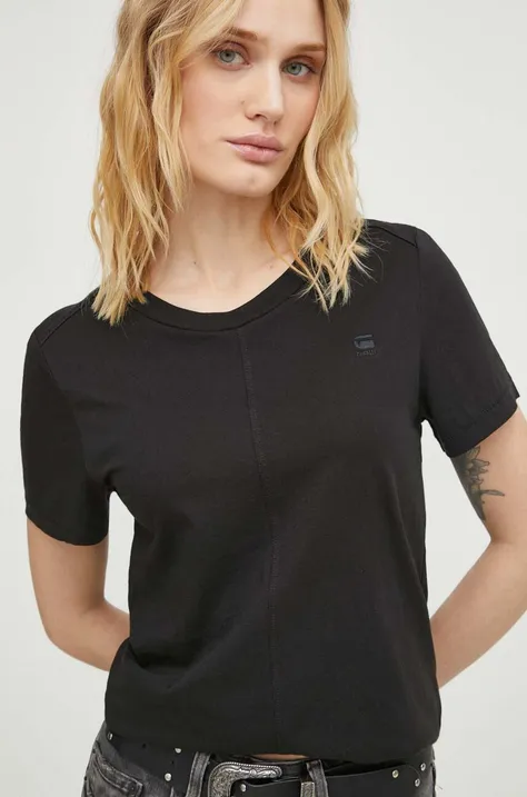 Bombažna kratka majica G-Star Raw ženski, črna barva